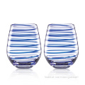 Blue Swirl Stemless Wine Glass